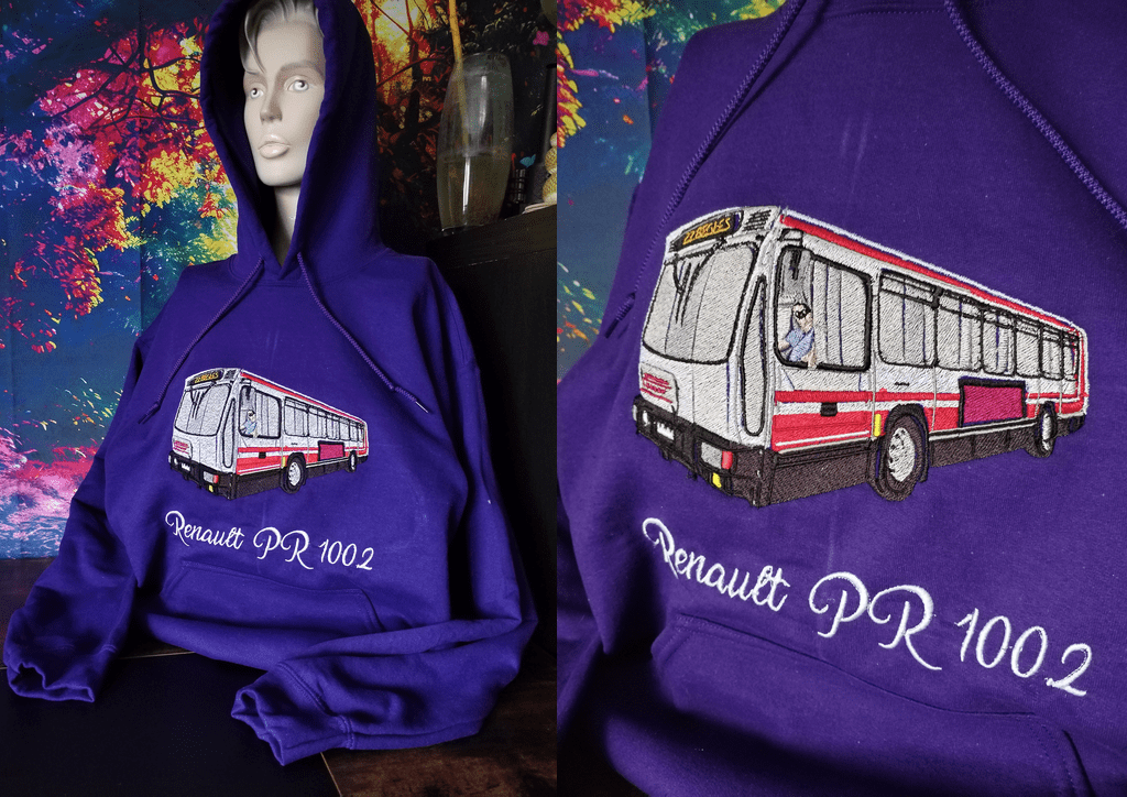 Grande surface de broderie à l'avant : 26cm sur 16cm
Ajout phrase à l'avant : modèle bus