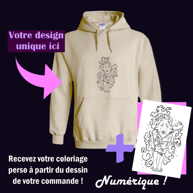 Création Unique "Une seule ligne" (sur sweat, gilet)